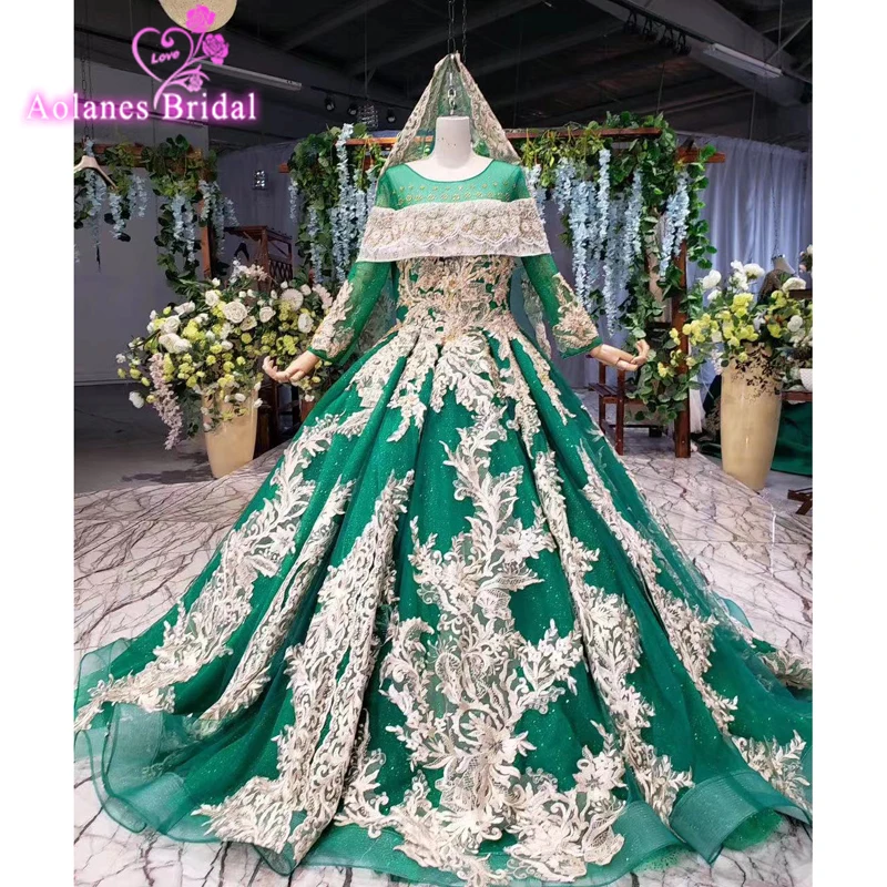 green and white gown
