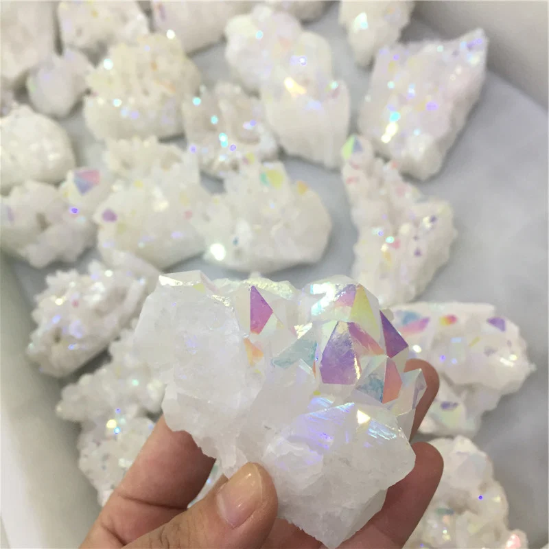 500 г оптовая продажа белый Ангел Aura кварцевый кластер с гальваническим