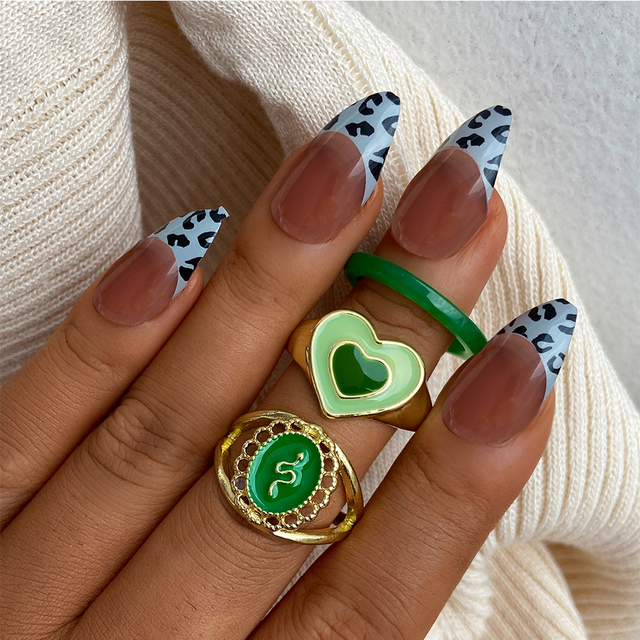 Heart Y2K Ring Set Open Cooper Rings For Women Candy Color Hand-painted Knuckle Rings Jewelry