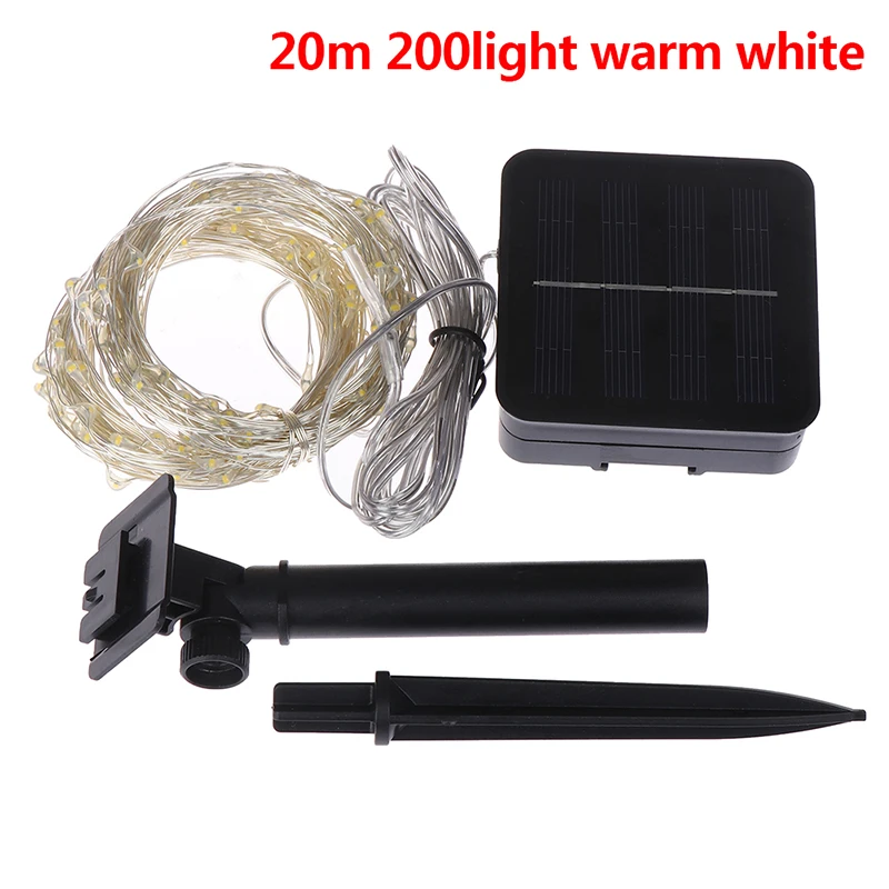 20M 200LED 10 м/20 м светодиодная гирлянда на солнечных батареях, медная проволочная лампа, наружные декоративные лампочки на солнечной энергии, Рождественская гирлянда, гирлянда для свадебного сада - Испускаемый цвет: 20M 200LED