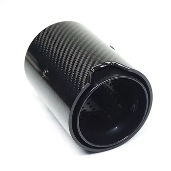 

IN 63MM Full Black Style Real Carbon Fiber Glossy Exhaust tip 120mm Length For M exhaust pipe M2 F87 M3 F80 M4 F82 F83 M5 F10