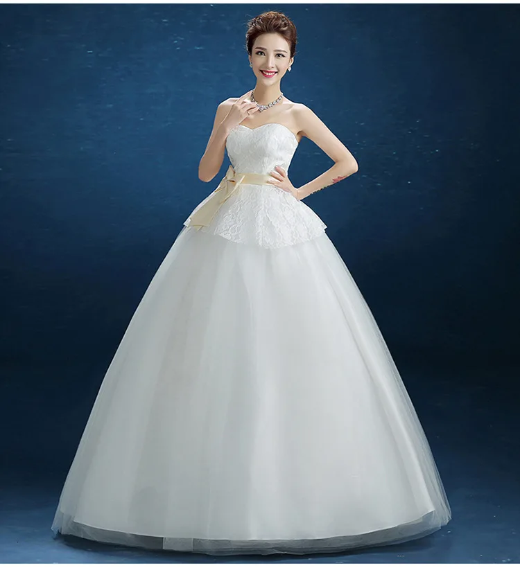 Vestido De Noiva Новое поступление кружевное бальное платье без рукавов без бретелек Свадебные платья на шнуровке Элегантное свадебное платье с поясом