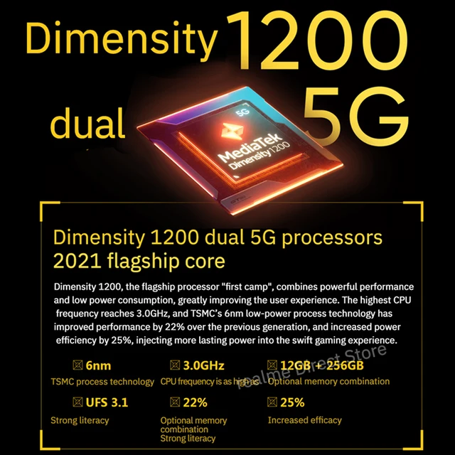 Realme GT Neo Flash Edition 5G NFC  6.43" Moblie Phone 120Hz Dimensity 1200 Octa Core Smartphone 16MP Selfie Camera 4500mAh 5