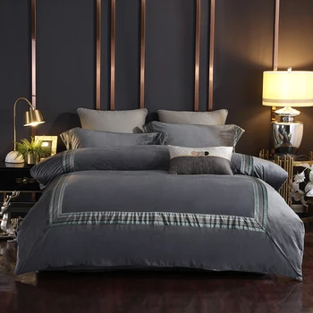 

2020 Super soft velvet Bedding sets Queen King size Bed Ribbon Duvet cover Bed sheets linen set bed set