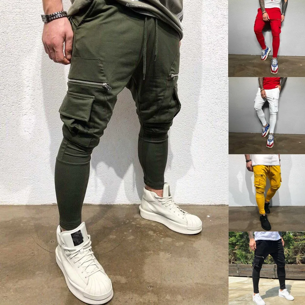 

Men's Zipper Straight Long Slim Fit Pants Causal Full Length Trousers Classics Casual Casual pants drawstringpant feetpant