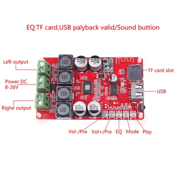 

TPA3116 Bluetooth Receiver 2X50W Amplifier Board Digital U Disk TF Decoding