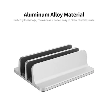 

Adjustable Vertical Laptop Stand Aluminum Alloy Laptop Stand Bookshelf Laptop Tablet Holder 2 Slots Laptop Bracket Silver