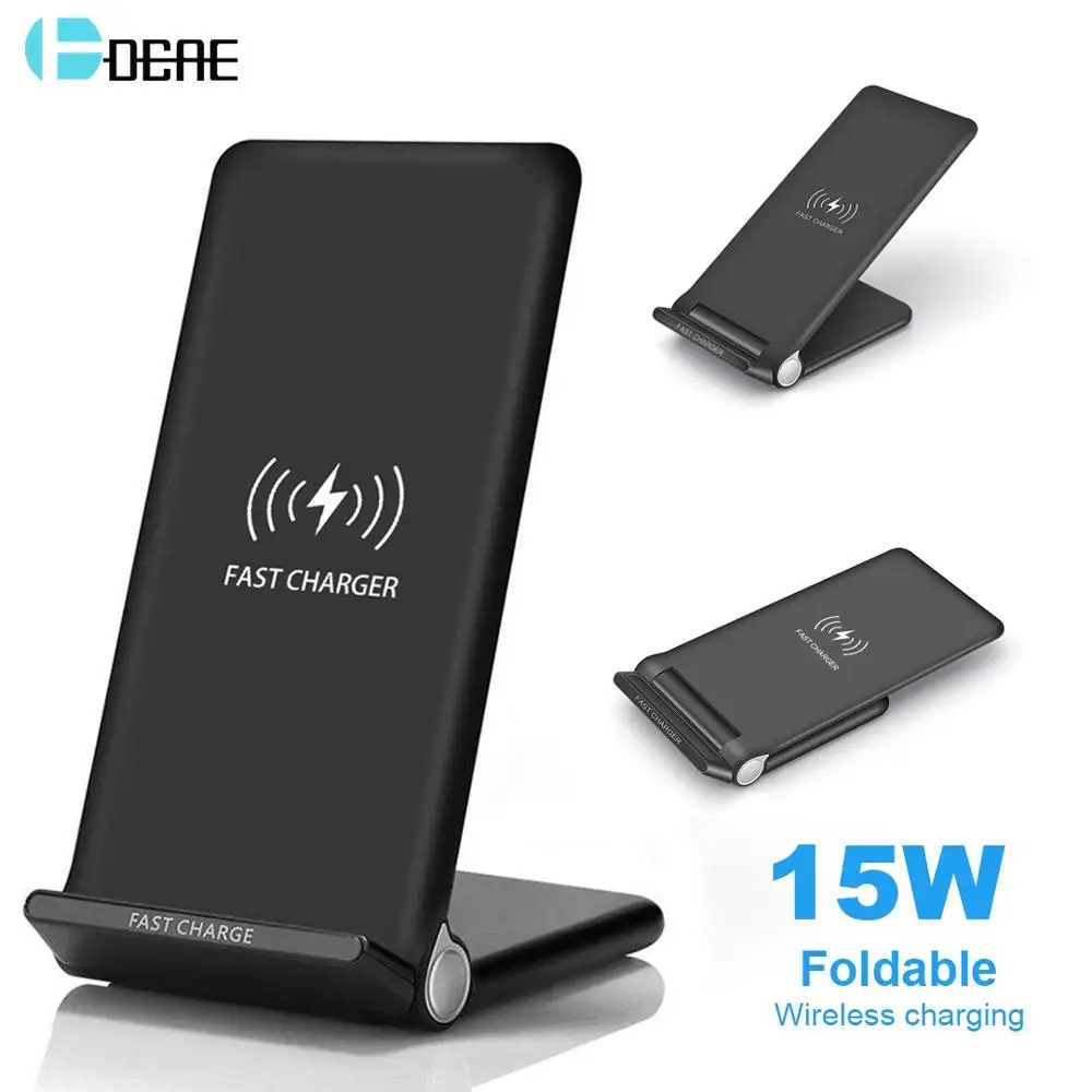 DCAE 15W Fast Wireless Charger Stand QI Charging Pad Dock Station for iPhone 11 XS XR X 8 Airpods Samsung S10 S9 S8 Quick Charge