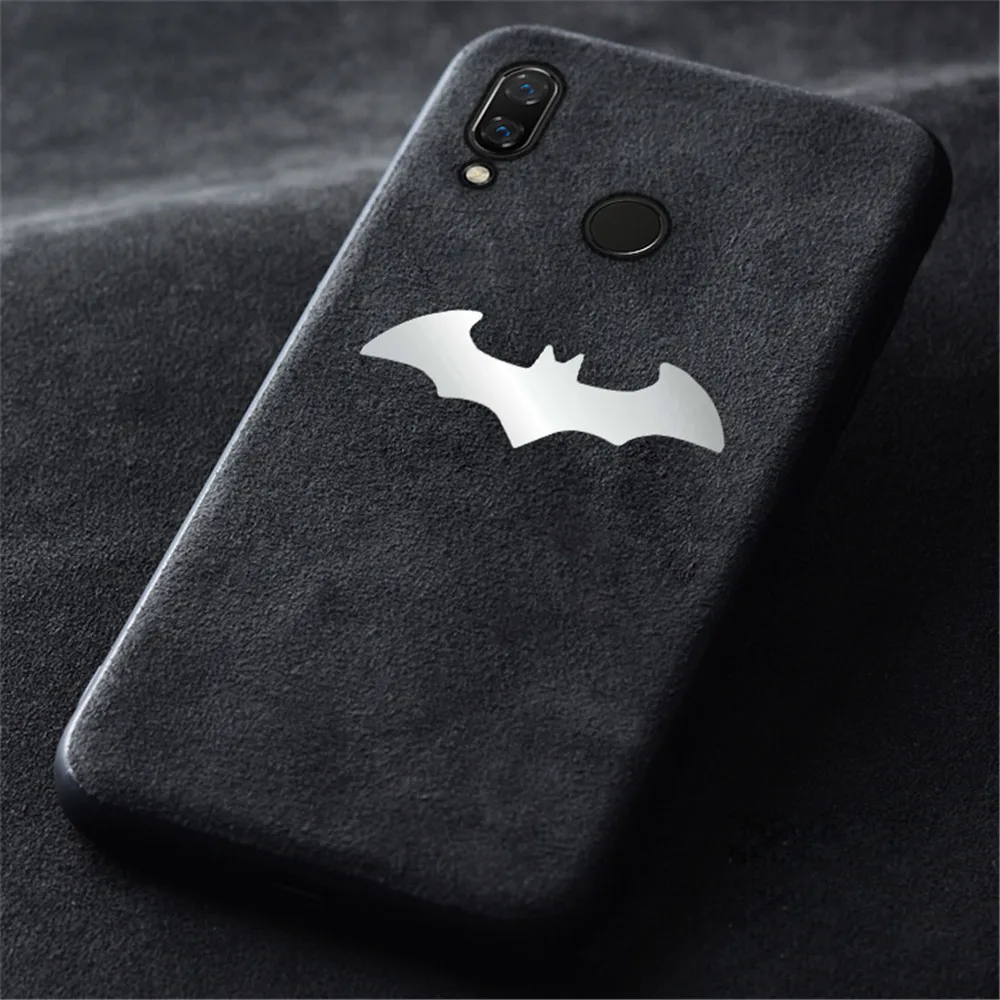 Batman Metal label Замши с подкладкой из меха чехол для huawei P20 Lite P10 P30 Pro Коврики 20 30 10 Pro Honor 8X9 10 V9 V10 Nova 5 4 2S 3 3i кожаный телефон килифи - Цвет: Batman Metal label