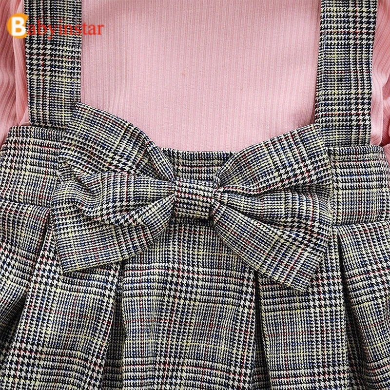 Babyinstar 2-8Y School Dresses For Girls Costume Kids Long Sleeve Girl Dress Children Girl Child Dresses Cute Plaid Fall Outfits
