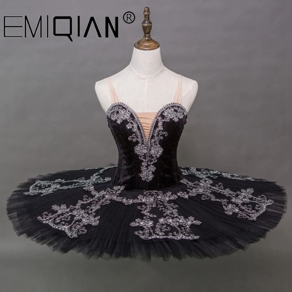 Черная балетная танцевальная юбка-пачка с бархатным лифом и многослойной плиссированной юбкой; блинная юбка-пачка; женская балерина; платье-пачка