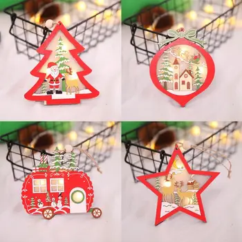

Creative Led Light Christmas Tree Hanging Pendant Star Car Heart Wooden Ornament Christmas Xmas Party New Year Decoration 634E
