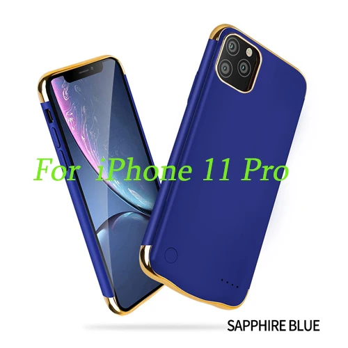 5500 мАч/6000 мАч Внешний Аккумулятор Чехол для iPhone 11 Pro Max зарядное устройство ультра-тонкий корпус задняя крышка для iPhone 11/11 Pro - Цвет: blue for 11 Pro