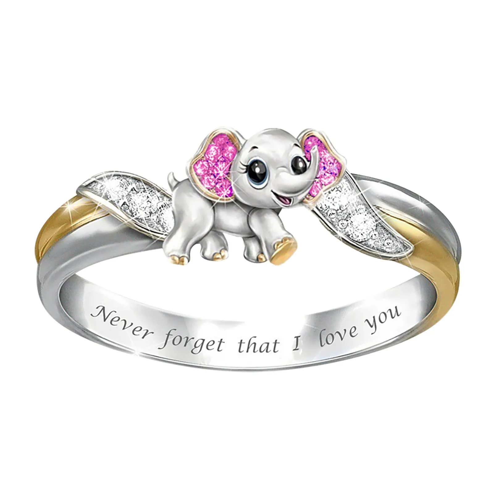 Mother's Day Elephant Cute Rings Women Personality Animal Round Party Ring Jewelry Size 5-10 Bague Acier Inoxydable 2021 2