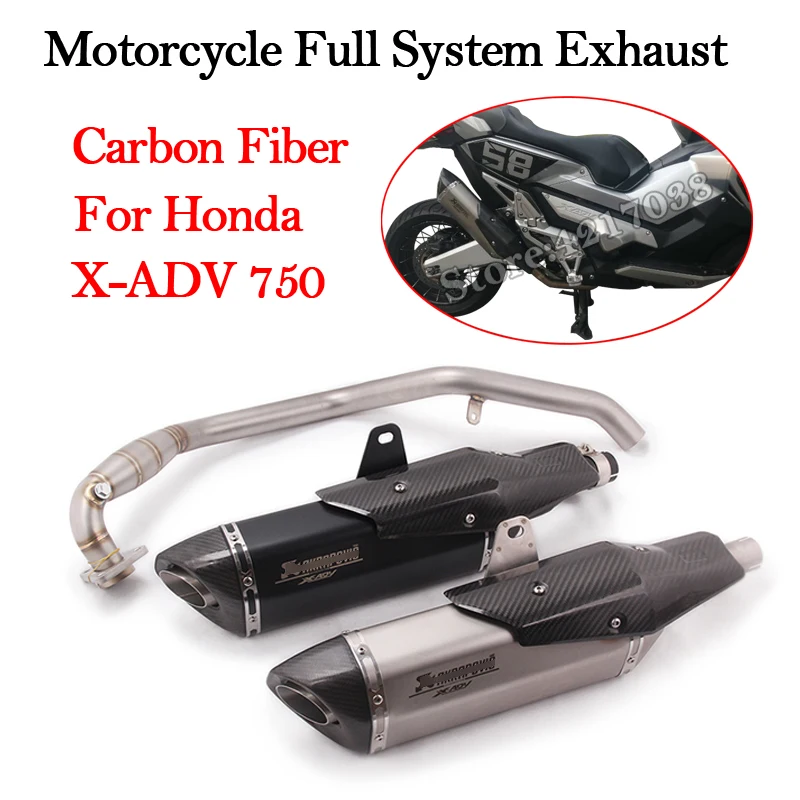 

Full System Motorcycle Exhaust Modified Front Mid Link Pipe For HONDA X-ADV 750 ADV 750 Laser Carbon Fiber Muffler Mid DB Killer