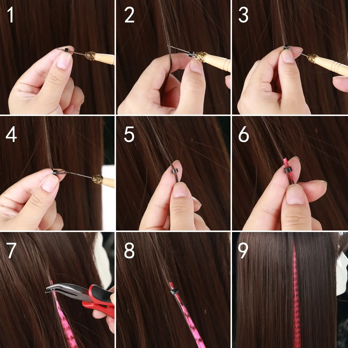 Feather  hair Colored Strands of Hair Extension False Rainbow Overhead Fake Coloring feather for Hair Synthetic