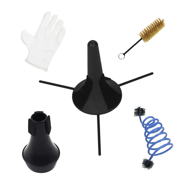 

6 in 1 Trumpet Maintenance Cleaning Tool Kit Trumpet Stand 1Pcs Brushes +Mute+Gloves Set