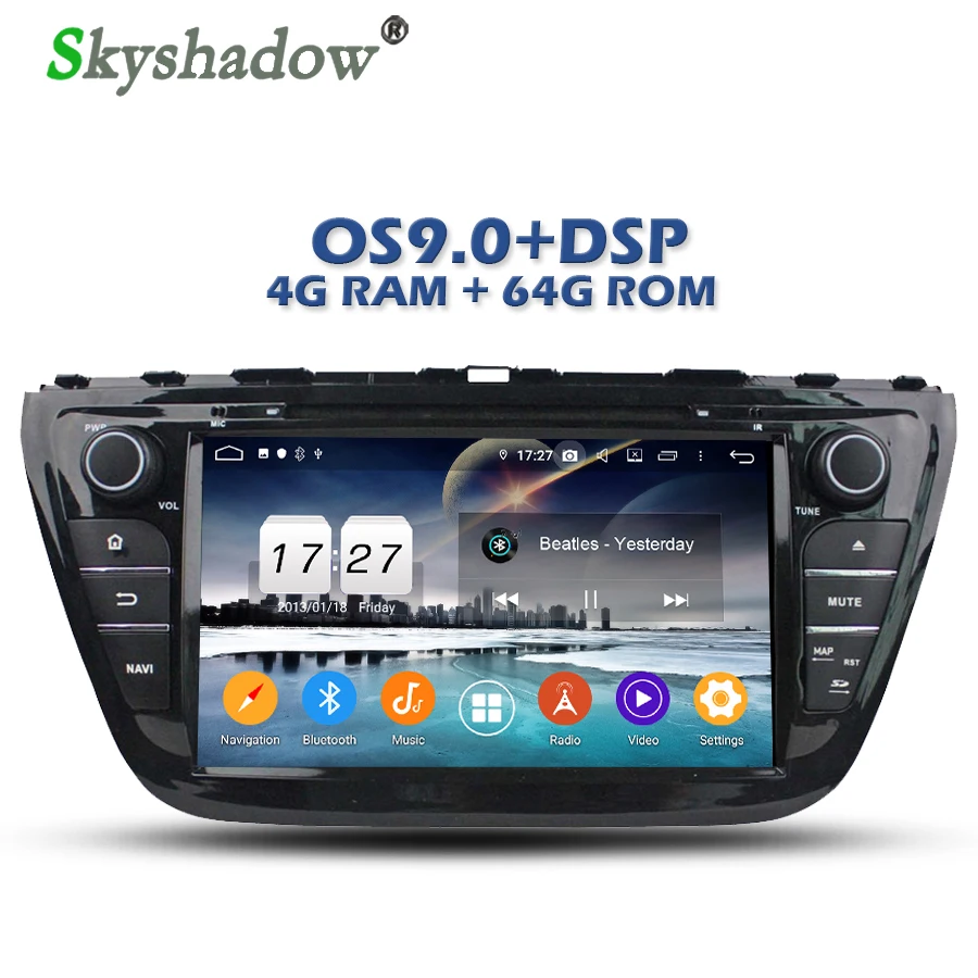 Clearance Car DVD Player IPS DSP Android 9.0 8Core 4G + 64G GPS Map RDS Radio wifi Bluetooth 4.2 for Suzuki SX4 S Cross 2014 2015 2016 0