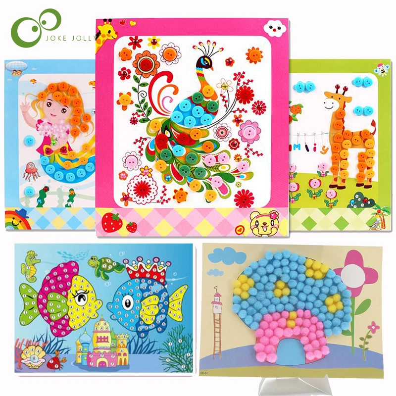 3Pcs/lot Children's Handicraft Toy Cartoon Diamond Paste Painting Button Creative Hand Made LXX | Игрушки и хобби