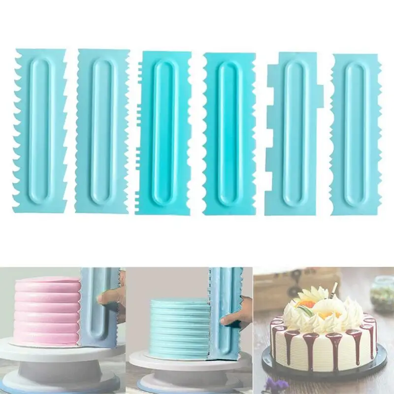  Icing Comb Cake Scraper Mousse Cream Spatula Cake Edge Smoother Decorating Tools Baking Pastry Tool