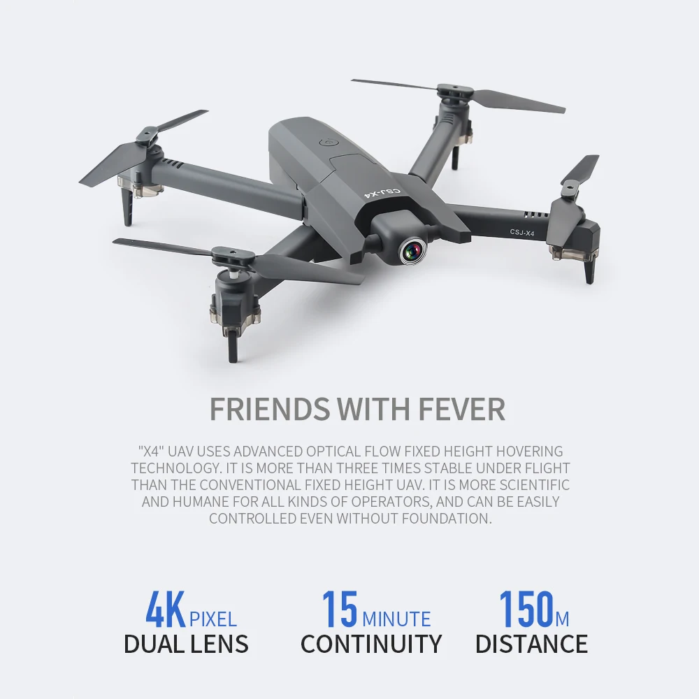 CSJ-X4 Радиоуправляемый Дрон с 4K HD WiFi FPV камерой режим удержания высоты Квадрокоптер складной рычаг Вертолет VS E58 M69 SG106 Дрон игрушка