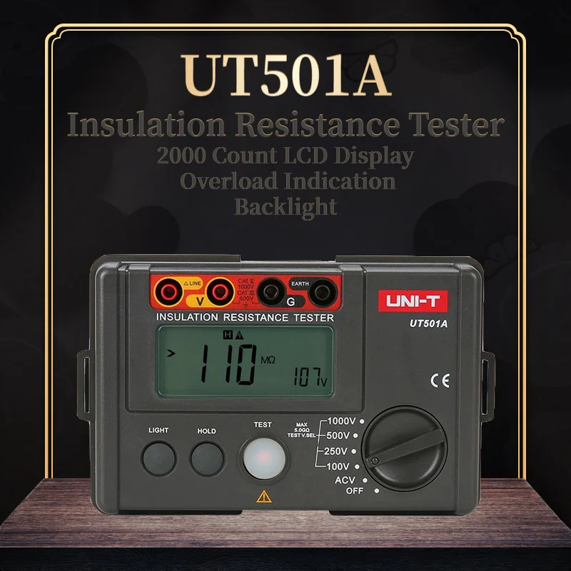 

UNI-T UT501A Insulation Resistance Tester 1000V Earth Tester Insulation Resistance Megohmmeter 30V~750V AC Voltmeter LCD Backlig