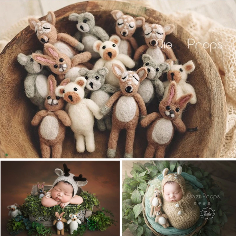 Newborn Photography Accessories Handmade Wool Felt Doll Newborn Baby Props Toy Bebe Fotografia Studio Baby Photoshoot Background Hats Caps Aliexpress