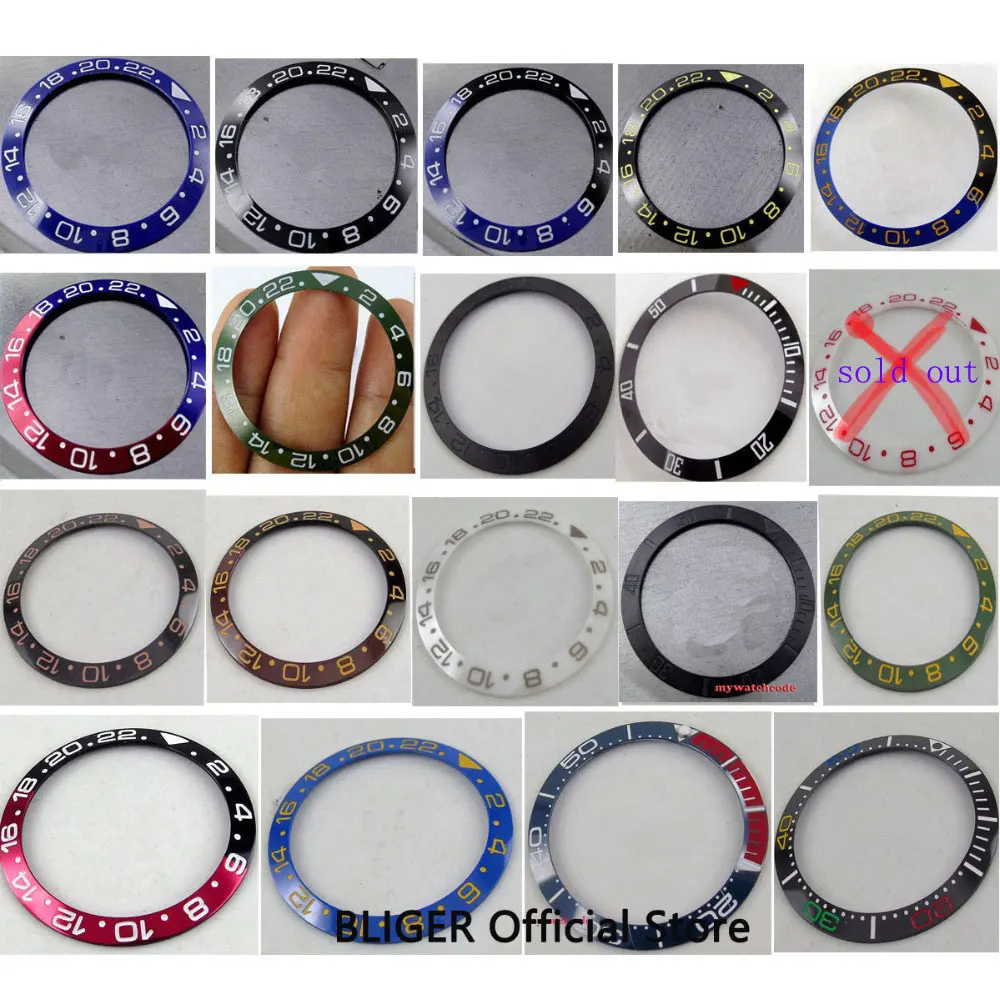 

BLIGER 38mm High quality bezel insert fit 40mm SUB/GMT Automatic Movement Watch
