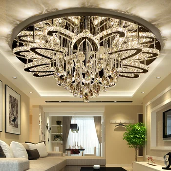 

Modern Remote Control Dimmable Led Chandelier Lustre K9 Cristal Stainless Chrome Led Ceiling Chandelier Luxury Foyer Light AC