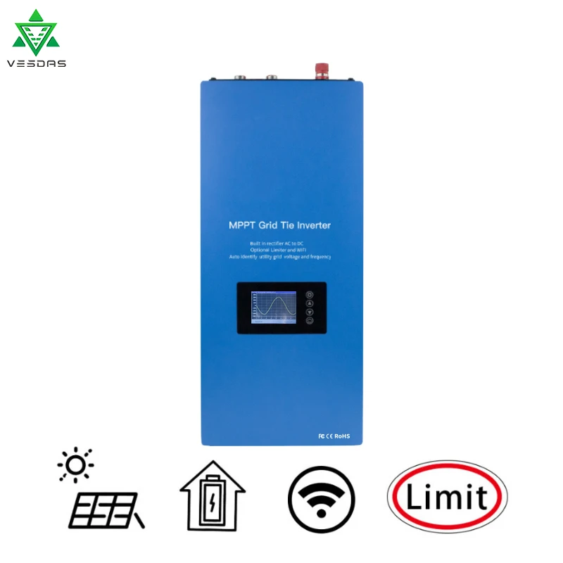 

2000W MPPT On Grid tie Inverter Micro Battery Power Mode Grid Inverter Solar Converter Regulator With Limiter for Solar Panels