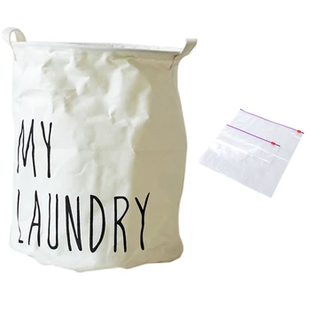 

1Pcs Clothes Hamper Organizer Bathroom Laundry Bucket White & 20 Pcs Anti-Odor Resealable Bag Transparent Pvc