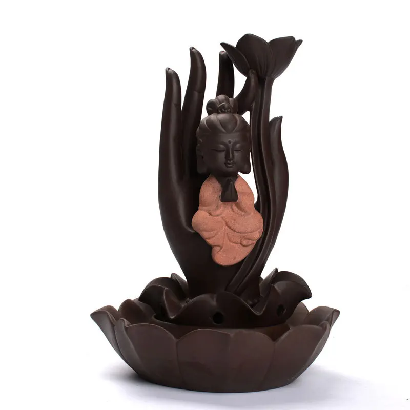 Queimador De Incenso Interior Furnishing Articles Guanyinshou Three Holy Backflow Censer In The West Violet Arenaceous Teachers - Цвет: see chart
