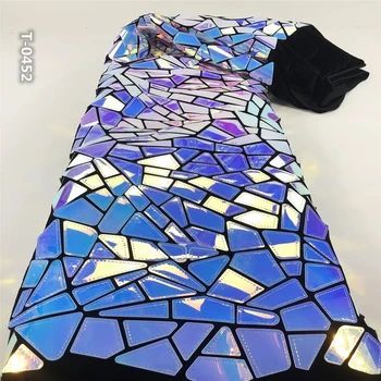 

Latest Velvet Lace Fabric with Sequins African Net Lace Fabric Nigerian French Tulle Laces Fabrics for Party Wedding