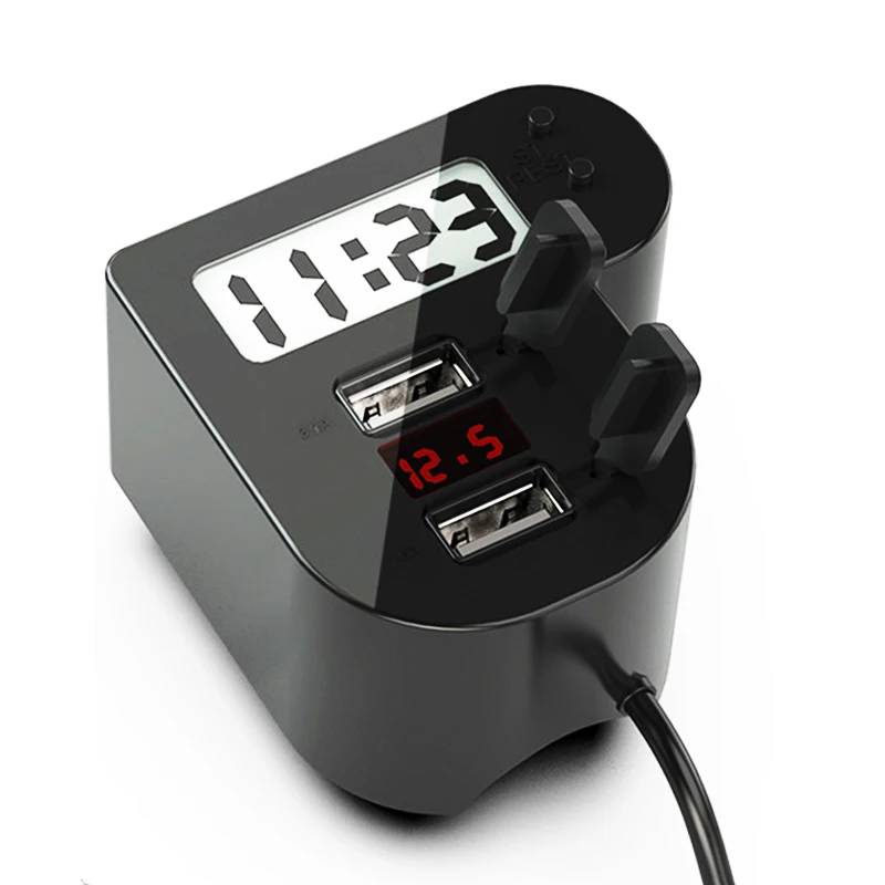 Мотоцикл Quick Charge Dual USB 5V 3.1A/1.5A зарядное устройство мотоцикл Цифровые Часы