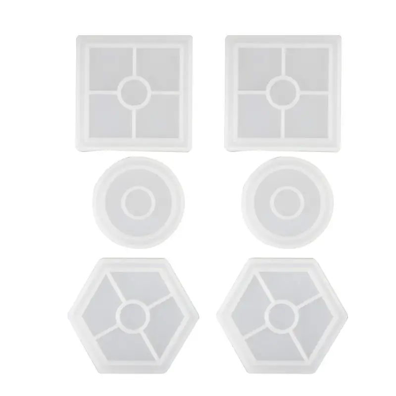 like pic 3 упаковки DIY Coaster Силиконовые формы, включают Круглый, квадратный, шестигранный, формы для литья со смолой, цемента - Цвет: like pic