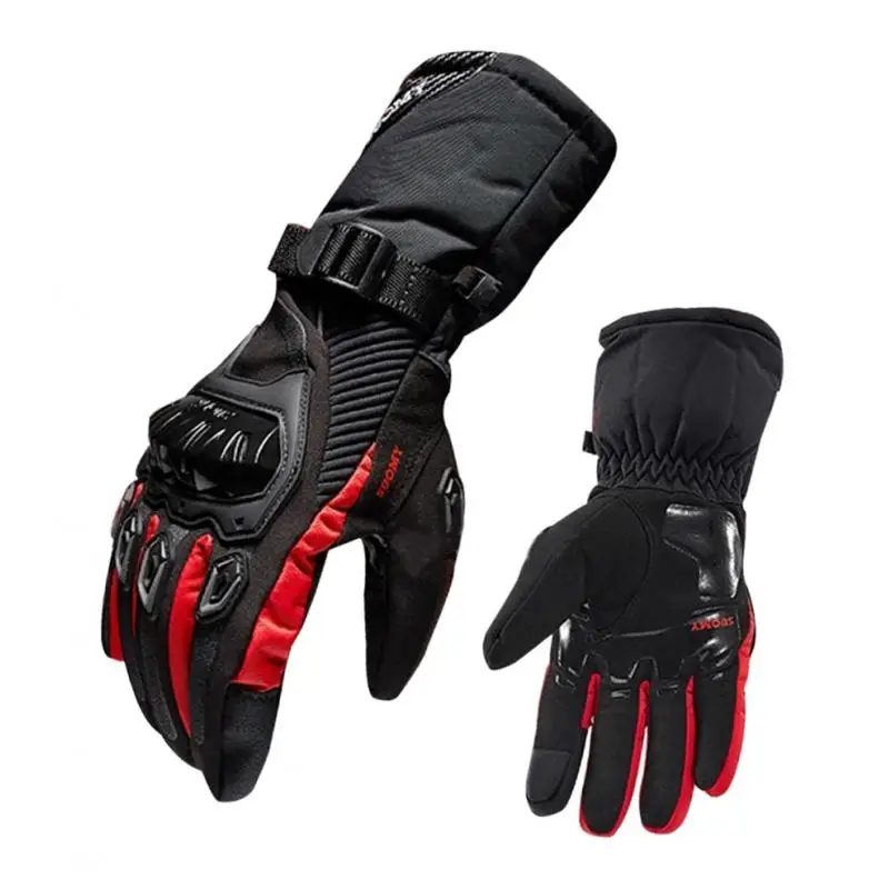 Мотоциклетные Перчатки Зимние морозостойкие лыжные перчатки-из искусственной кожи ветрозащитные водонепроницаемые руки теплые для женщин и мужчин(M, L, XL, XXL - Цвет: Red XL