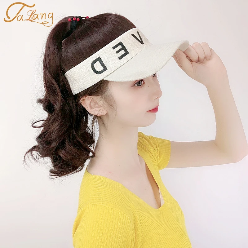 

TALANG Synthetic Baseball Cap Wig Natural Black / Brown Wave Wigs Naturally Synthetic Hat Wig Adjustable For girl party