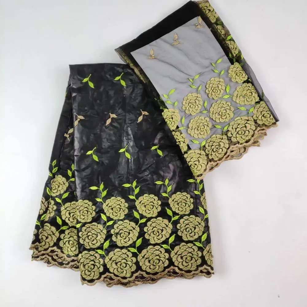 Новое поступление, бусы Африканский Базен riche ткань с вышивкой кружева/Базен riche платье Материал нигерийский WH02
