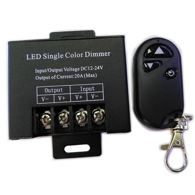 

DC12-24V 20A Single color Channel LED Dimmer Controller with 3Key Wirelss RF Remote for Single Color 5050 3528 LED Strip light
