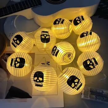 

10LED Halloween Glowing Lantern Retractable Hand-held Taro Lantern Ghost Festival Scene Arrangement Decorative Light String