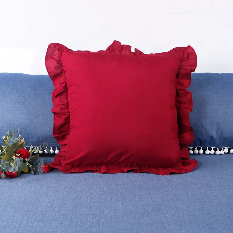 (HANYUE)The New Style Of Pure Color Frilly Wool Pillow Is Available In A Variety Of Colors outdoor seat cushions Cushions