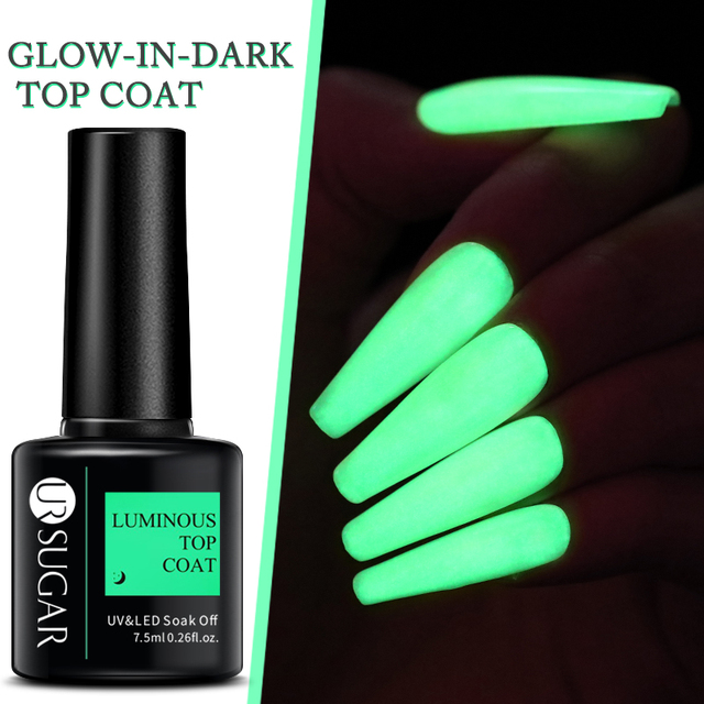 SUGAR Luminous Gel Top Coat Semi Permanent Glow In Dark Fluorescent Soak Off UV LED Color Gel Nail Varnish Nails for Manicure