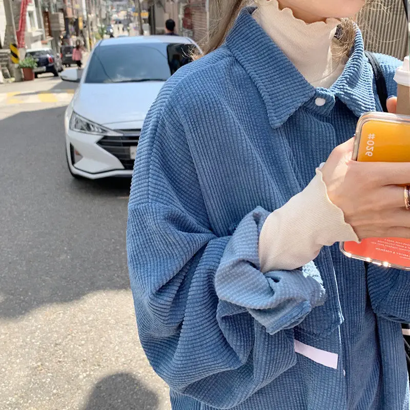 

Shirt Jacket Female Design Sense Niche Tops Retro Outer Wear All-match Early Autumn Long Sleeve Female Blouses Button Up Shirt