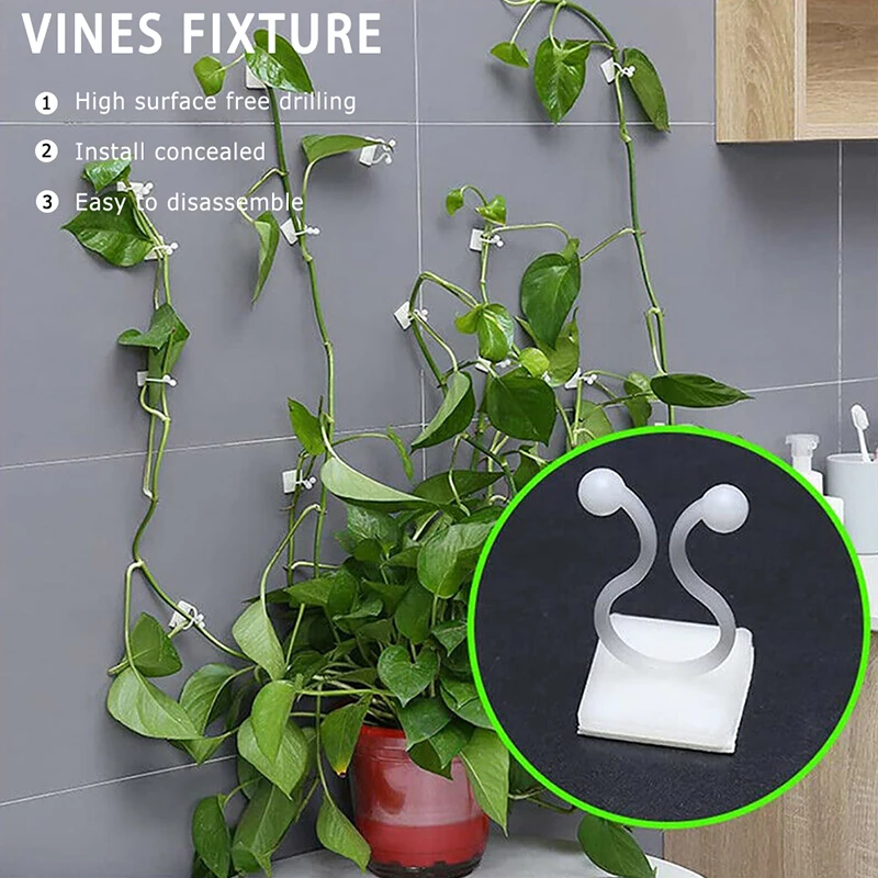 20Pcs Invisible Wall Vines Fixture Rattan Clamp Clip Sticky Hook Climbing Vine Plant Fixer Home Balcony Garden Decor Holder | Дом и сад