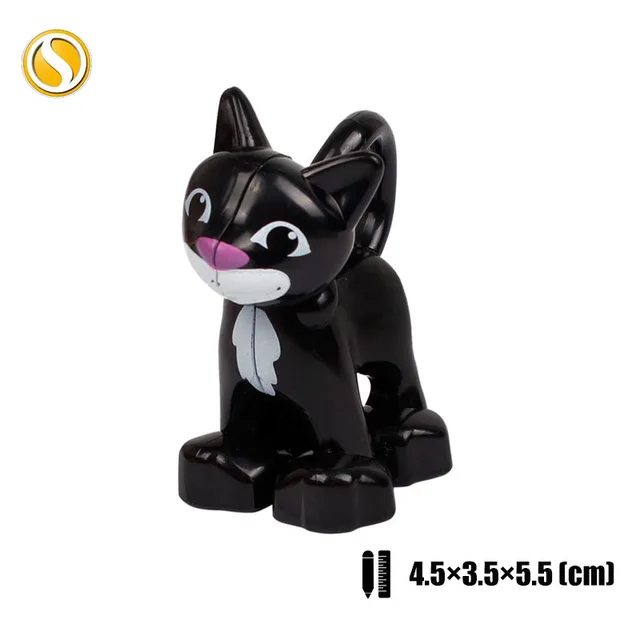 Original Big Size Assemble Building Blocks Accessory Toys For Children Compatible Big Size Animals Sets Zoo Bricks Baby Gifts Black cat