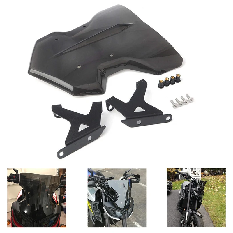 

Motorcycle Windscreen Windshield with Mounting Bracket Fits for Yamaha MT-09 FZ-09 2017 2018 2019