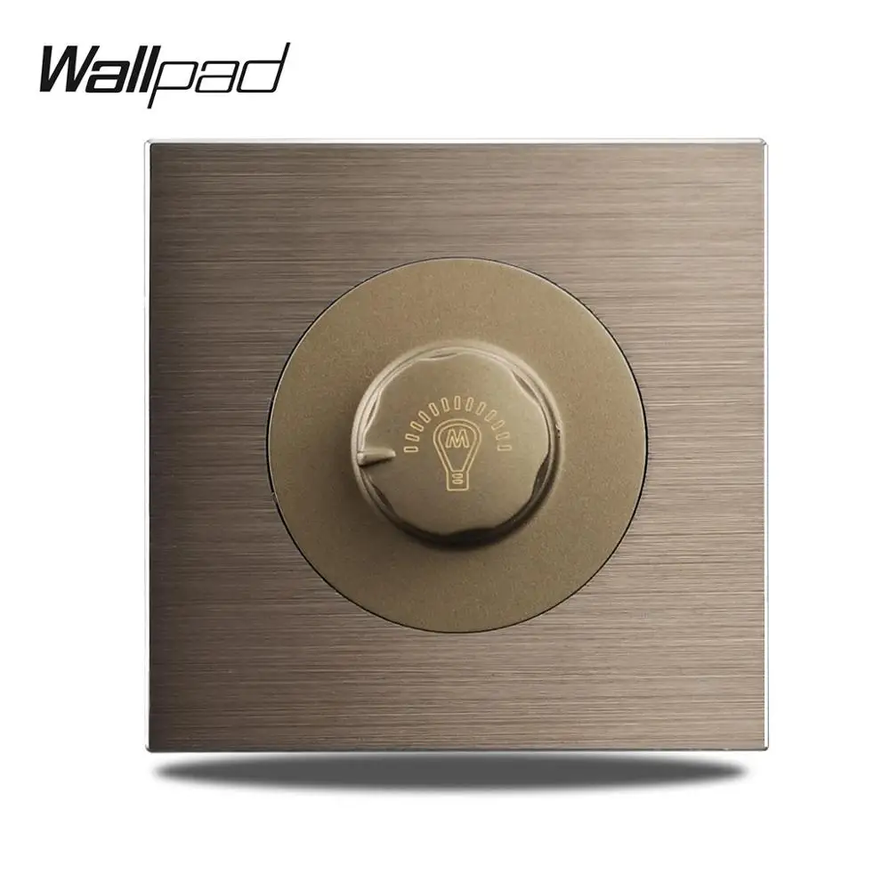 Wallpad l6 500w Regulador de Brilho Interruptor Dimmer Marrom Escovado Painel de Metal Cetim Alumínio Fraco Azul Indicador Led