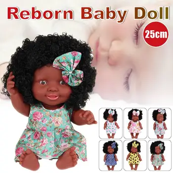 

10 inch Lifelike Reborn African Baby Girl Dolls Alive Fun Educational Toys Birthday Gift Dolls for Kids Children Toys Baby Doll