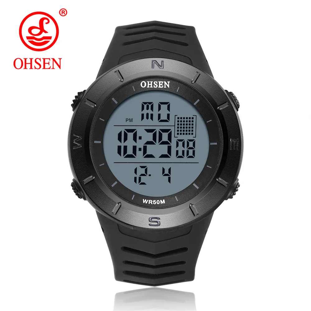 Black Watch Новинка OHSEN модные цифровые электронные мужские наручные часы с ЖК-дисплеем 50 м водонепроницаемые Желтые Спортивные Военные мужские часы reloj hombre - Цвет: Black Watch