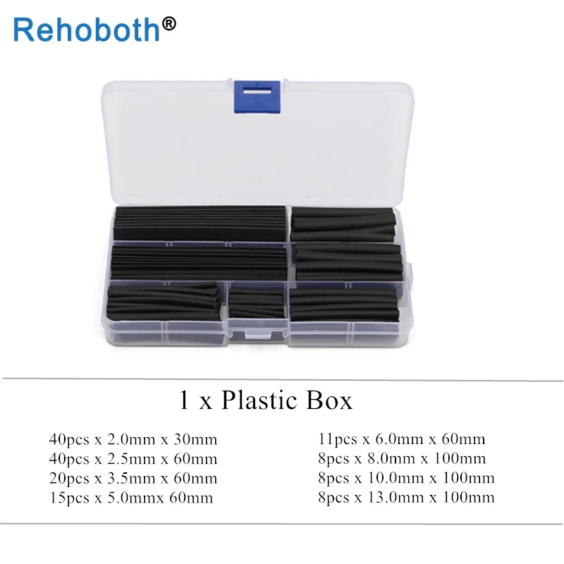 Черные термоусадочные трубки 150 шт./лот в ассортименте ассортимент черных трубок